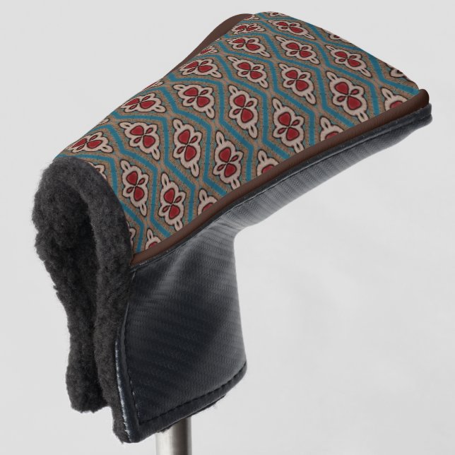 Red Cyan Copper Azulejos Tile Eleganname Golf Headcover (3/4 Vorderseite)