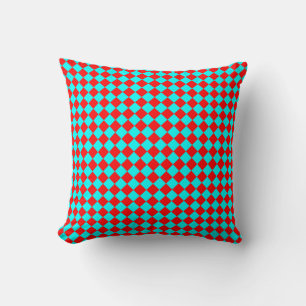 Red Cyan Schachbrett Diamond Pattern Kissen