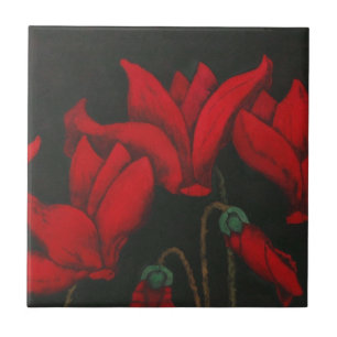 "Red Cyclaman" Kitchen Garden Keramik Tile Fliese