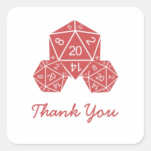 Red D20 Dice Danke Stickers (Vorderseite)