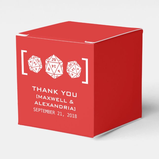 Red D20 Dice Gamer Gefälligkeitsboxen Geschenkschachtel (Vorderseite)