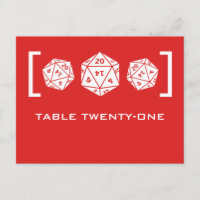 Red D20 Dice Gamer Tischnummer Postcard