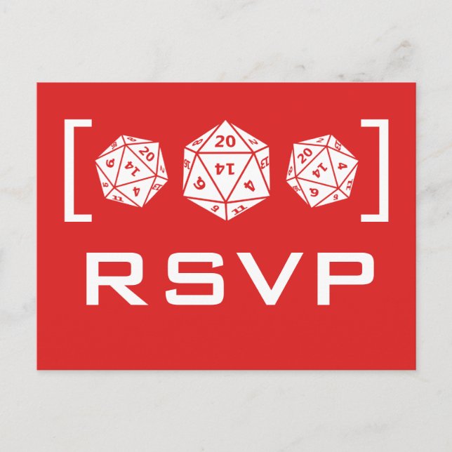 Red D20 Dice Gamer UAWG Postcard Einladungspostkarte (Vorderseite)