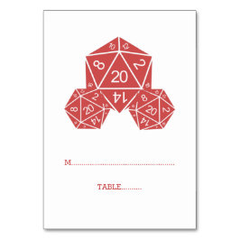 Red D20 Dice-Platzkarte Tischnummer