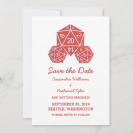Red D20 Dice Save the Date einladen Einladung