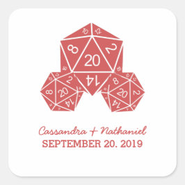 Red D20 Dice Wedding Stickers