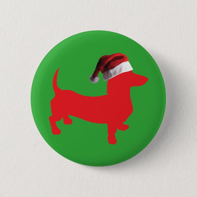 Red-Dackel - Und-Santa-Hat Button (Vorderseite)