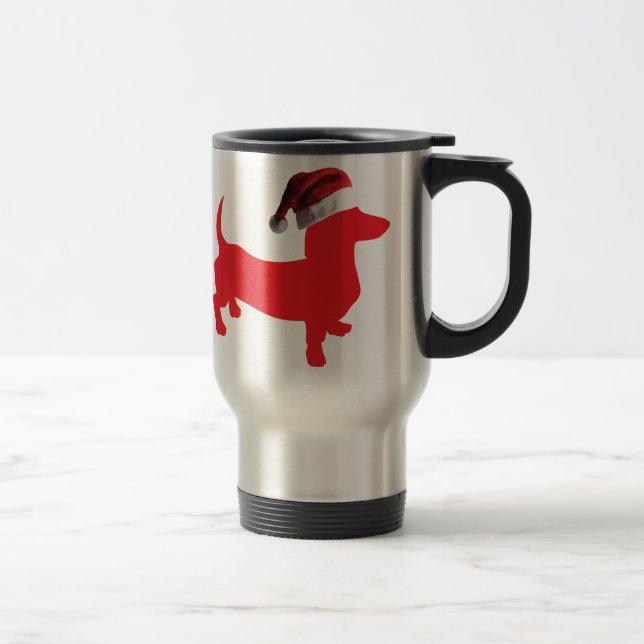 Red-Dackel - Und-Santa-Hat Reisebecher (Rechts)