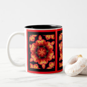 Red Dahlia Abstrakte Blume Art Zweifarbige Tasse