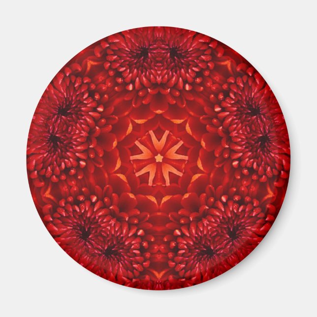 RED DAHLIA BLUME Abstrakt Magnet (Vorne)