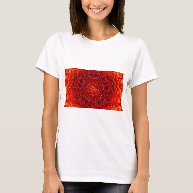 RED DAHLIA BLUME Abstrakt T-Shirt (Vorderseite)