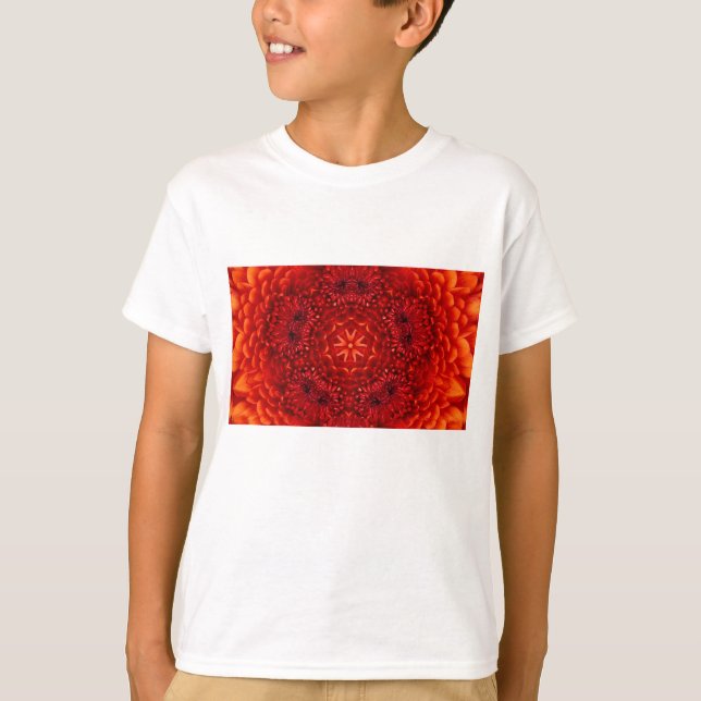 RED DAHLIA BLUME Abstrakt T-Shirt (Vorderseite)