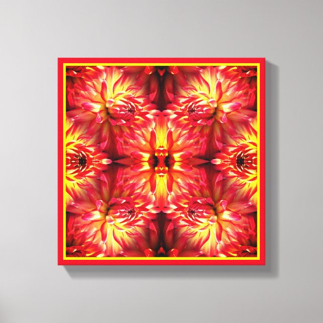Red Dahlia Blume Abstrakte Natur Leinwanddruck (Vorderseite)
