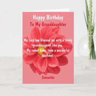Red Dahlia Blume Happy Birthday Grandtochter Karte