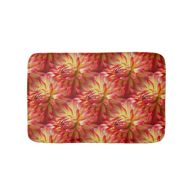 Red Dahlia Blume Nattern Muster Badematte (Vorderseite)