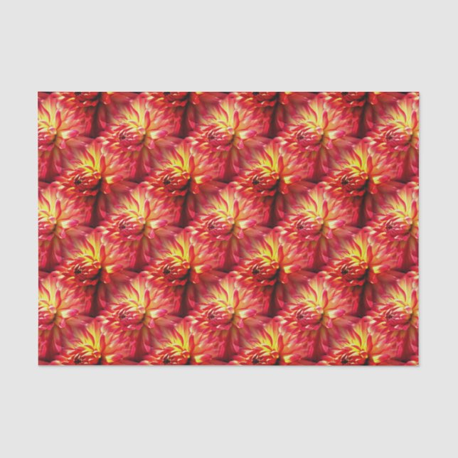 Red Dahlia Blume Nattern Muster Seidenpapier (Vorderseite)