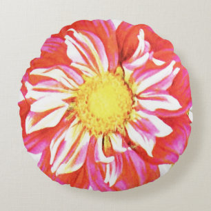 Red Dahlia, digitale Kunst Rundes Kissen