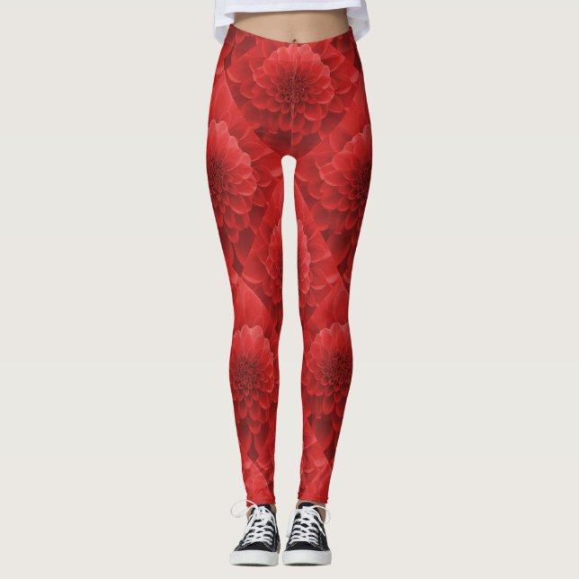 Red Dahlia Leggings (Vorderseite)