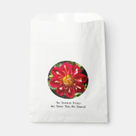 Red Dahlia mit Bee Pair - White Fevor Bag Geschenktütchen
