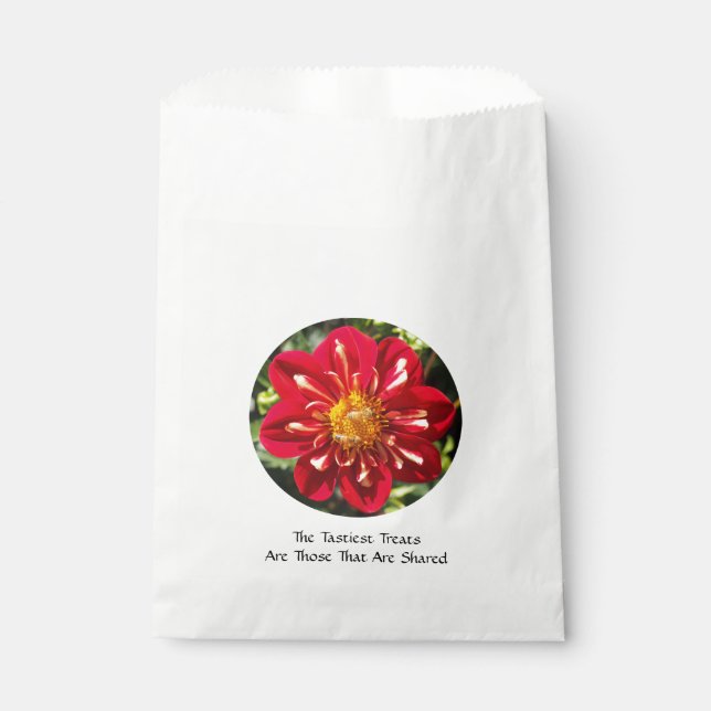 Red Dahlia mit Bee Pair - White Fevor Bag Geschenktütchen (Vorderseite)