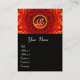 RED DAHLIA MONOGRAM, RUBY, schwarz gelb Visitenkarte