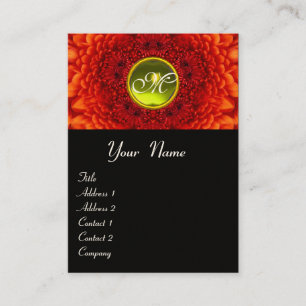 RED DAHLIA MONOGRAM, TOPAZ Schwarz-weiß gelb Visitenkarte