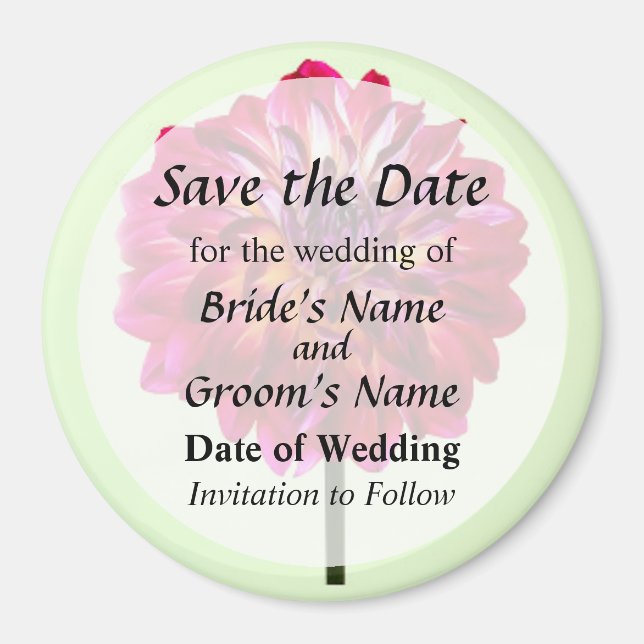 Red Dahlia, Save the Date gelb gestrichen Magnet (Vorne)