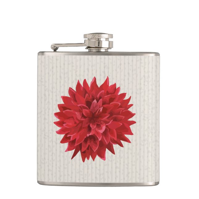 Red Dahlia Watercolor Illustration Flachmann (Vorderseite)