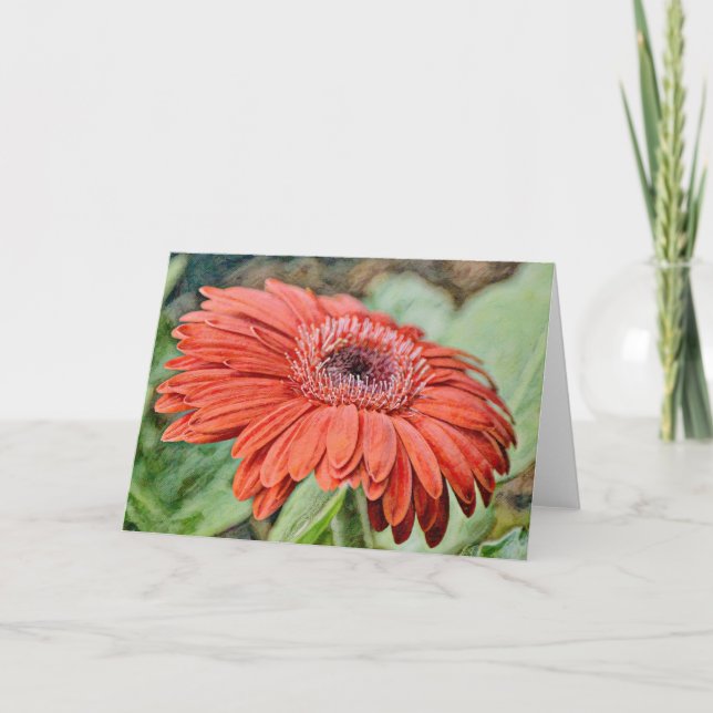 Red Daisy Blume Art Note Card Karte (Vorderseite)