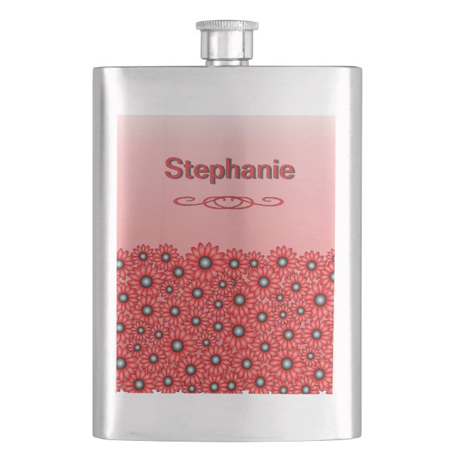 Red Daisy Blume Classic Flask Flachmann (Vorderseite)