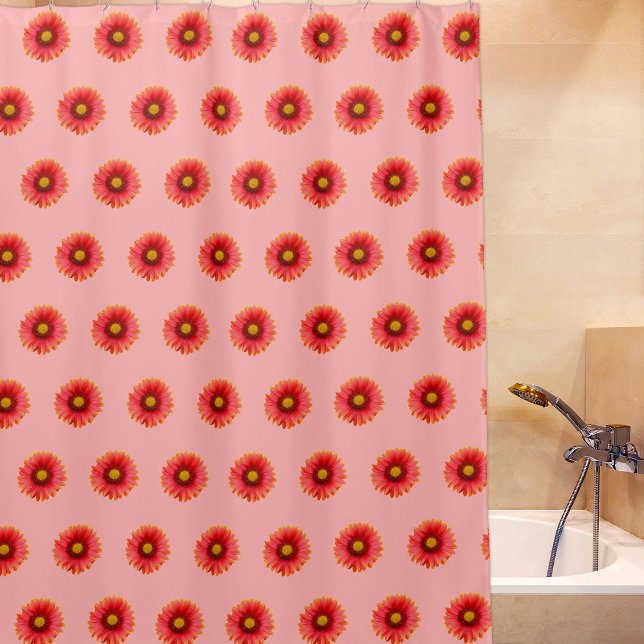 Red Daisy Blume Nahtloses Muster auf Duschvorhang (Red Daisy flower seamless on shower curtain)