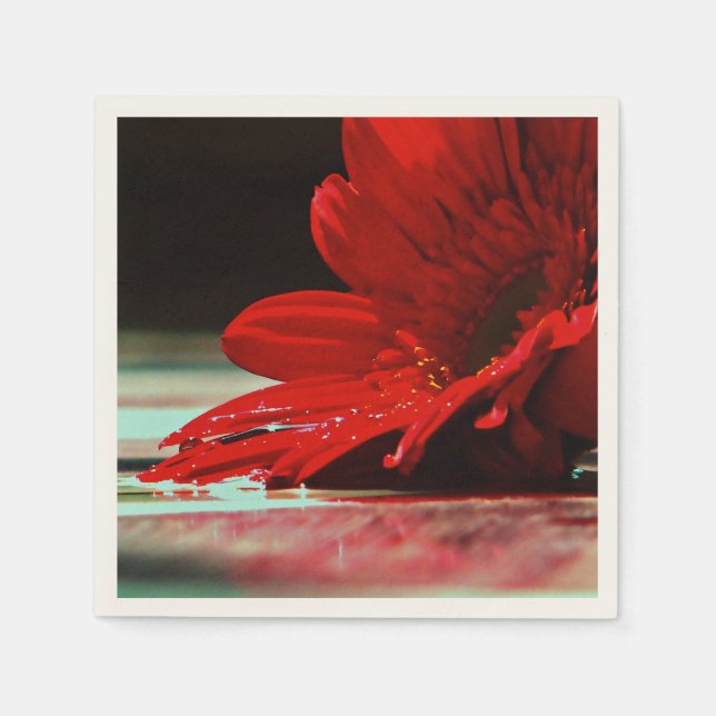 Red Daisy Gerbera Blume Serviette (Vorderseite)