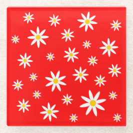 Red Daisy Glass Untersetzer