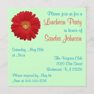 Red Daisy Luncheon Party Einladung