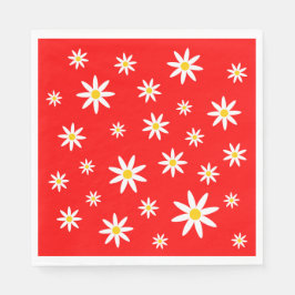 Red Daisy Paper Napkins Serviette