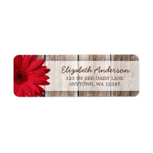 Red Daisy Rustic Grange Étiquettes de adresse
