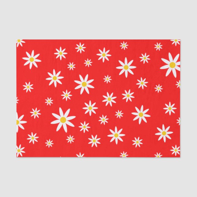 Red Daisy Tissue Paper Seidenpapier (Vorderseite)