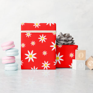 Red Daisy Wrapping Paper Geschenkpapier