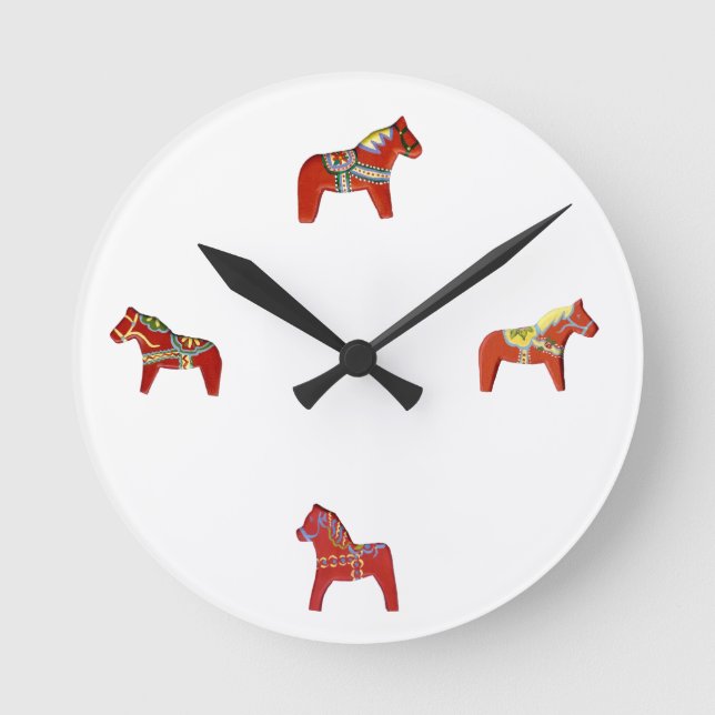 Red Dala Hora Wall Clock Runde Wanduhr (Vorderseite)