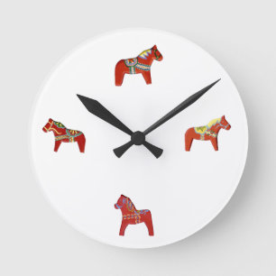 Red Dala Hora Wall Clock Runde Wanduhr