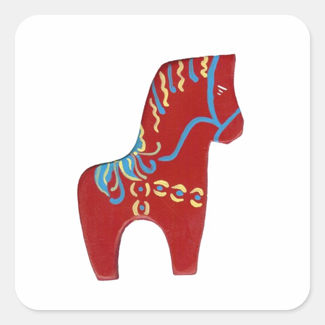 Red Dala Horse Sticker (Vorderseite)