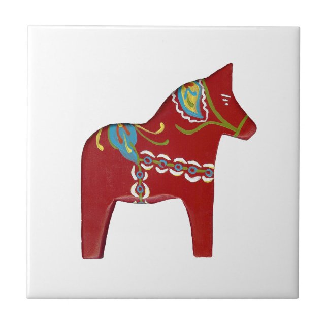 Red Dala Horse Tile Fliese (Vorderseite)