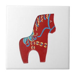 Red Dala Horse Tile Fliese