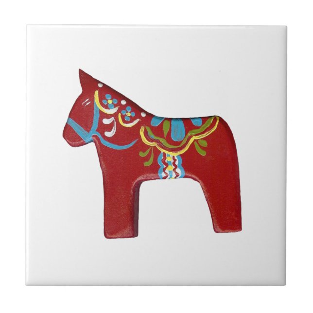 Red Dala Horse Tile Fliese (Vorderseite)