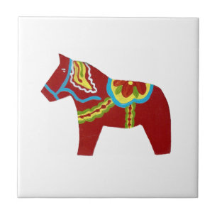 Red Dala Horse Tile Fliese
