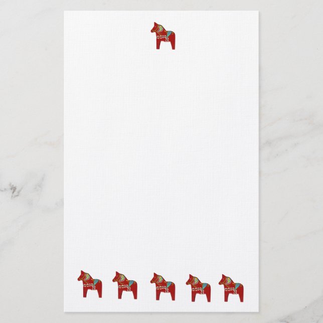 Red Dala Horses Briefpapier (Vorderseite)