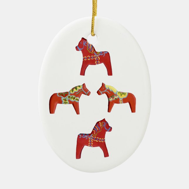 Red Dala Horses Ornament (Vorne)