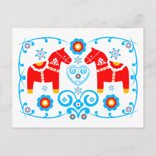 Red Dala Horses Postkarte