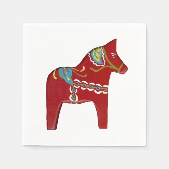 Red Dala Pferde Papierservietten (Vorderseite)