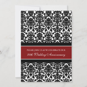 Red Damask 20th Anniversary Party Invitation